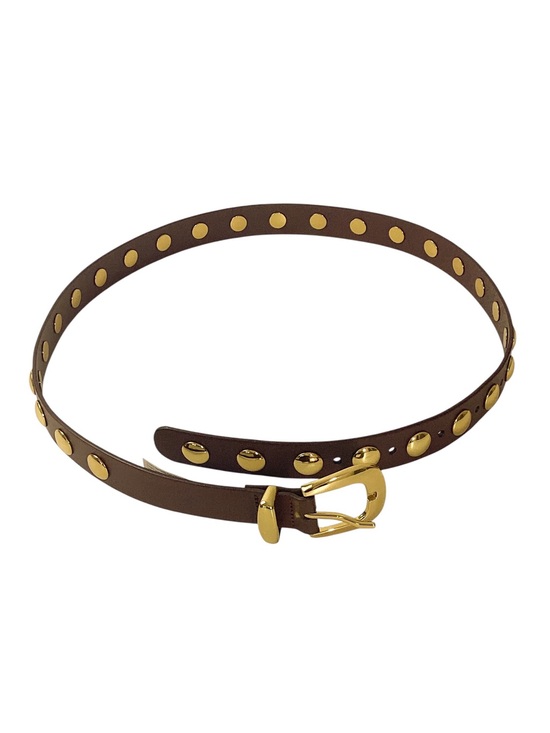 Madewell Studded Western Belt Soft Mahogany Brown Leather Gold Studs Large